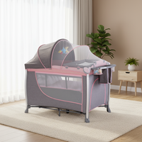 Lit bébé pliable anti-renversement sécurisé, parc de jeu pour enfants, berceau de chevet, lit bébé portable, lit de bébé avec auvent pour extérieur et parc