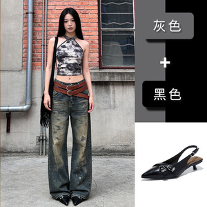 Zapatos de Tacón Medio con Punta en Pico Mingliu, Tacón de 3-6 cm, Hebilla con Correa, Zapatos de Moda para Mujer, Uso Diario - Product Image 4