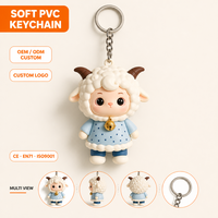 Exportation transfrontalière de porte-clés mignons et créatifs en forme de dessin animé : Porte-clés personnalisables en PVC souple en forme de petit mouton OEM