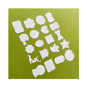 Werbe doppelseitige gemischte Sublimation Metall Ornamente Glanz weiß Aluminium Weihnachts schmuck mit roten Bändern - Product Image 4