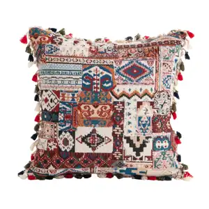 Persian Carpet Throw Pillow Covers 18x18 InchTribal Geometric Ethnic Cotton Linen Decorative Square Pillow Cases Cushion Covers