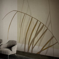 Papier peint mural botanique personnalisé en gros, tons neutres, art mural ligné marron taupe, décoration murale palmiers pour salon, bureau, hôtel