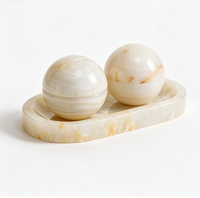 Brûleur d'encens double sphérique en onyx blanc naturel fait main élégant, décoration minimaliste Wabi Sabi, décoration de méditation musulmane, décoration d'intérieur