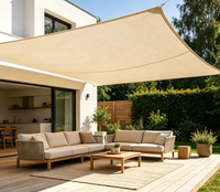 Voile d'ombrage beige en maille tissée pour pergola, terrasse, balcon, auvent pare-soleil pour repas en extérieur