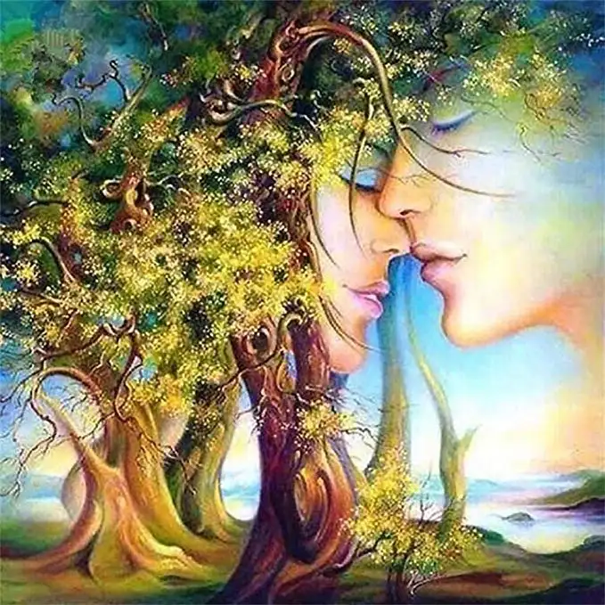 हीरा पेंटिंग पेड़ प्यार चेहरा रंग संख्या किट द्वारा सार शिल्प