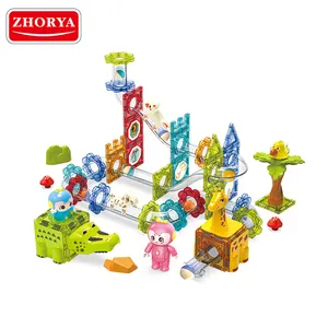 Zhorya Preschool STEM Magnetic Blocks Building Toys 104pcs Diy Magnetic Tiles Toys For Kids