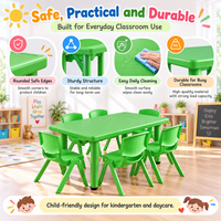 Ensemble table et chaises colorées pour enfants d'âge préscolaire, pour l'apprentissage et le jeu, avec options de hauteur fixe et réglable