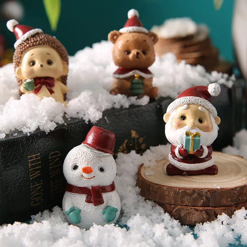 Jiayi Weihnachten Familie Harz Kleintiere Cartoon Weihnachts mann Figur Home Decoration Weihnachts geschenke