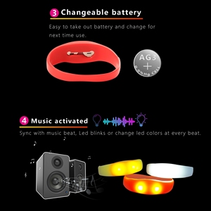 Bracelets lumineux personnalisés avec logo, bracelet en silicone LED activé par le son, s'illumine au rythme de la musique - Product Image 3