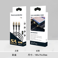 Kabel Charger USB 3 in 1 Tahan Lama Tipe C Micro USB 2.0 1.5m Kabel Pengisian Cepat 2A