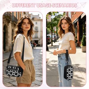 Bolsos cruzados transparentes de PVC con diseño de dibujos animados negros personalizados, portátiles, 3 en 1, ligeros, de poliéster, con cierre de cremallera, tipo bandolera. - Product Image 5