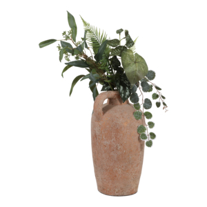 Vaso in terracotta con manico curvo per decorazioni per la casa, pezzo d'arredo moderno - Product Image 2