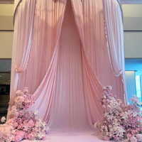 Rideaux de fond de scène de mariage en soie de lait et décorations murales de scène de fête en polyester, taille personnalisée, plusieurs couleurs