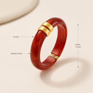 Vintage New Design Waterproof Acrylic Jewelry Wholesale 18K Gold Plated Women's Geometric Trendy Cuff <b>Bracelet</b> - Product Image 2