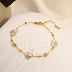Pulsera de Diamantes en Forma de Corazón, Chapada en Oro de 18k, Joyería para Uso Diario de Mujer - Product Image 4