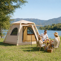Carpa Inflable Ligera e Impermeable de 4.6 m² para 2-3 Personas, Portátil, de Oxford 300D, con 2 Puertas y 2 Ventanas, para las Cuatro Estaciones, Protección UV