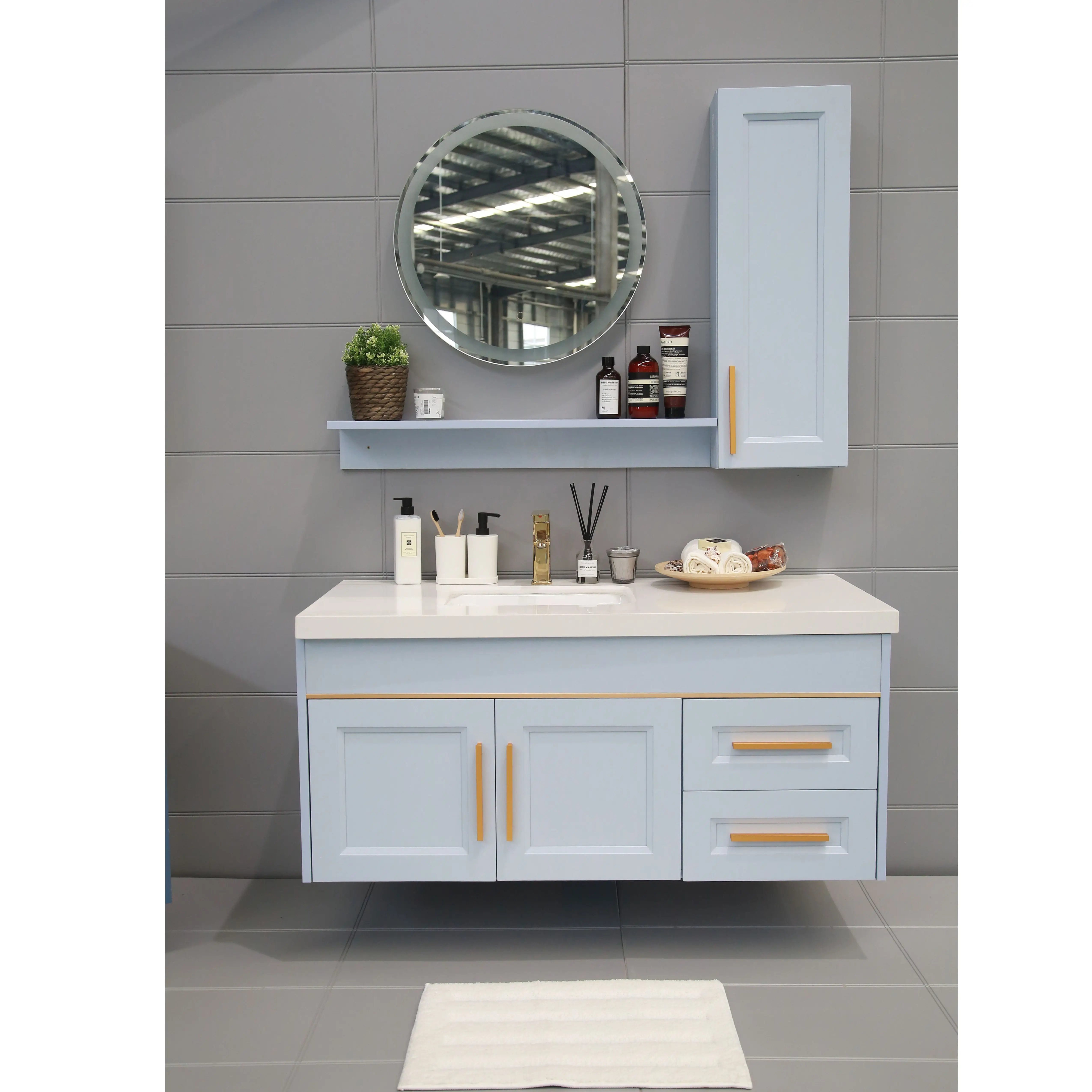Factory direct sale high quality toilet cabinet bathroom vanity modern furniture in blue