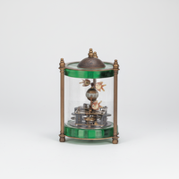 Horloge mécanique vintage et unique en émail cloisonné chinois / Bronze vert/bleu pour aquarium animé