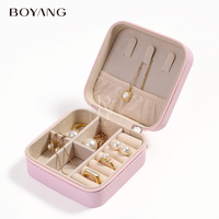 Boîte de rangement à bijoux portable en cuir PVC de luxe Boyang pour collier, bague, boucles d'oreilles, voyage