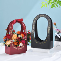 Boîte d'emballage pour fleurs à fenêtre transparente, en papier synthétique, avec estampage à chaud ajouré, rectangulaire, portable, pour exposition, supermarché, épicerie