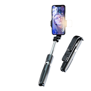 TOKQI Bâton à <span class=keywords><strong>selfie</strong></span> pliable pour téléphone portable Trépied sans fil pour diffusion en direct Lumière LED multifonctionnelle intégrée Supplément Photo - Product Image 1