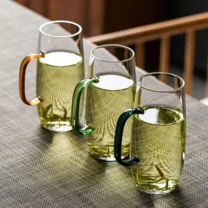 Mug Cup Wholesale Borosilicate Drinkware Glass Coffee Mug Clear Color Custom Glass Tea Cup Glass Water Cup With Handle