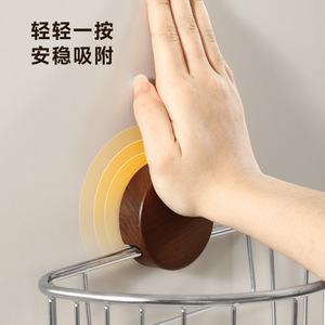 Stainless Steel Corner Storage Basket Suction Mounted Oval Bathroom Shelves For Sink And Toilet Area - Product Image 2