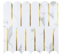 Mosaïque auto-adhésive Nouveau design populaire Décoration murale Carreaux de mosaïque en aluminium-plastique en forme de plume pour mur intérieur