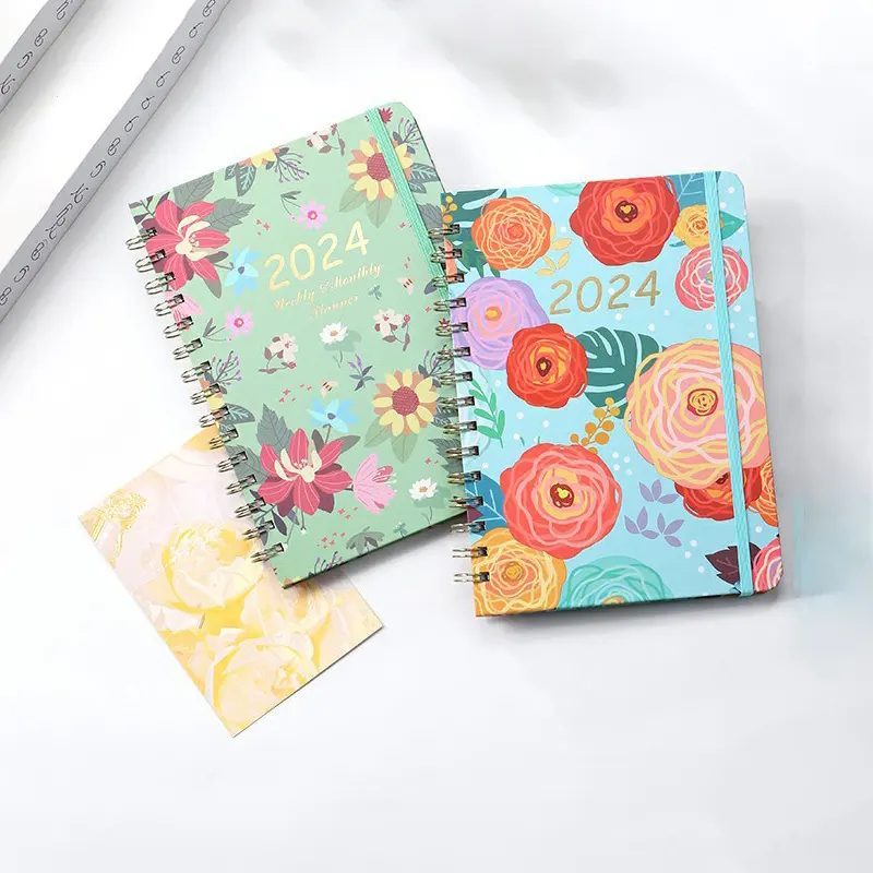 2024 Cuaderno Boek Afdrukken Bindend Aangepaste Tijdschriftplanner Agenda Organizer Wire Spiraal Notebook Voor Geschenken