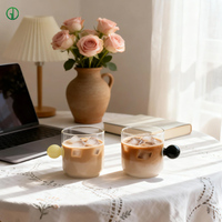 Mug en verre coloré de 350 ml, tasses en verre borosilicate, tasses à lait et à café en verre avec poignée ronde, tasse à boisson, mug en verre pour sublimation