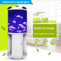 Aquarium Moderne Semi-Circulaire pour Poissons Rouges, pour Salon, Maison, Petite Taille, Verre Haute Définition, Économie d'Énergie Intelligente