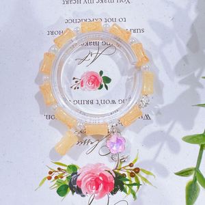 Pulsera de cuentas de imitación de jade estilo chino con nudo de bambú, pulsera de cuentas de cristal coloridas con dijes de luna y estrella, joyería para mujer - Product Image 4