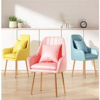 Nordique rose velours PU cuir bras chaise or jambes coussin plusieurs couleurs en option salon salle à manger café