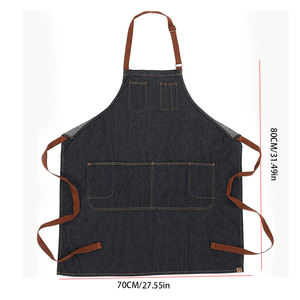 <span class=keywords><strong>Delantal</strong></span> <span class=keywords><strong>de</strong></span> Mezclilla Negro Resistente y Largo con Bolsillo para Bartenders, Pintores, Artistas Florales y Panaderías - Product Image 2