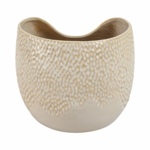 Vaso in ceramica moderno con bordo smerlato, forma aperta arrotondata decorativa per soggiorno, camera da letto, decorazioni per la casa - Product Image 4
