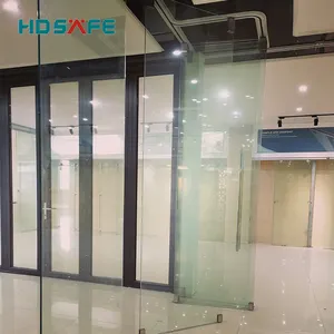 พาร์ทิชันผนังกระจกบานเลื่อนสองบานสำหรับประตูกระจกฉากกั้นห้องที่สามารถเคลื่อนย้ายได้จากโรงงาน HDsafe ขนาดใหญ่