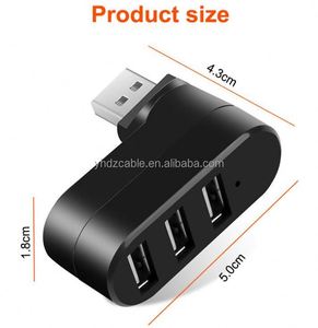 Factory Stock Rotating USB 2.0 HUB Splitter 3-port <b>Mini</b> Hub 3-port USB 2.0 Docking Station - Product Image 4