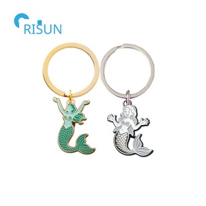 개인화 된 귀여운 에나멜 동물 군 인어 열쇠 고리 키 체인 Llavero Chaveiro Schlusselbund Portachiavi 인어 열쇠 고리 열쇠 고리 - Product Image 3