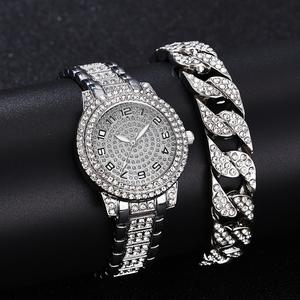 2PCSセットダイヤモンドウォッチレディナンバークォーツウォッチ女性用シャイニーアクセサリーブレスレットYuSa258 - Product Image 3