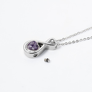 Amour Infinity Urne Collier pour Cendres Pierre Naturelle Incrusté Coeur Crémation Bijoux Bouteille De Parfum Cendres Titulaire Collier Mémorial - Product Image 3