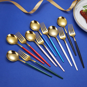 Juego de Cubiertos de Acero Inoxidable 304 Estilo Portugués, Cuchillo/Tenedor/Cuchara/Palillos, Vajilla Creativa para Hoteles y Restaurantes Occidentales, Premium - Product Image 2