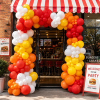 Kit d'arche de guirlande de ballons rouges, oranges, jaunes et blancs, thème carnaval, hot-dogs, pique-nique, pour décoration de fête d'anniversaire en plein air, barbecue d'été