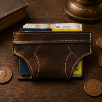 Dompet Kartu Kulit Boshiho Novel Underwear Shape Crazy Horse, Tempat Kartu Kulit Mini Kreatif Lucu, Dompet Kartu Kulit Portabel