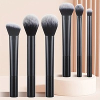 Ensemble de pinceaux de maquillage professionnels en gros, 8 tubes longs noirs pour le visage et les lèvres