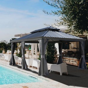Double couche extérieure 12x20ft toit rigide auvent pavillon grande taille métal haut élégant <span class=keywords><strong>jardin</strong></span> patio Gazebo Pergola <span class=keywords><strong>pour</strong></span> arrière-cour - Product Image 2