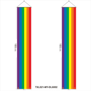 2PCS LGBTQ Gay <span class=keywords><strong>Lesbian</strong></span> Pride Love Is Love Welcome Rainbow Hanging Banner for Porch Wall - Product Image 6
