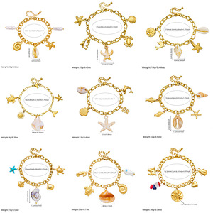 Fashion Charm <b>Bracelet</b> Gold Plated Zinc Alloy Starfish Crab <b>Shell</b> Pendant Unisex Jewelry Accessory - Product Image 5