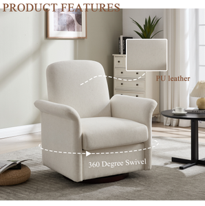 Swivel Accent Chair Modern Barrel Armchair with Wood Base Soft Leisure Chair for Apartment Bedroom Reading Waiting Living Room - Product Image 2