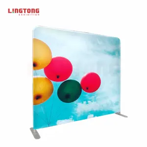 Lingtong Portable 8x8 Trade Show Square Pillow Case Tension Fabric Party Backdrop Stand For Decoration