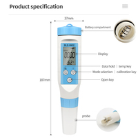 Testeur de qualité de l'eau YINMIK BLE-9902, type stylo, étanche, compatible, 3 en 1, température, EC, pH-mètre avec application mobile